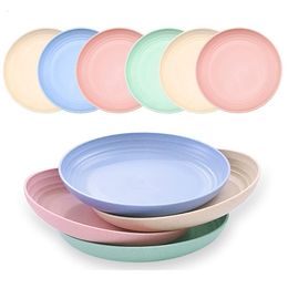 Decorative Plates 4 PACK Lightweight Wheat Straw Plates Unbreakable Dinner Plates Dishwasher Microwave Safe BPA free Plastic Dinner Plates 230607