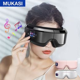Face Massager Heated Eye Massager 16D Compression Massage Eye Mask With Music Vibration For Migraine Dry Eye Eye Strain Dark Circles Relief 230607