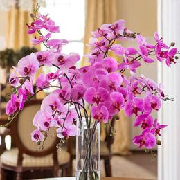 Silk Butterfly Orchid Artificial Flowers Bouquet For Wedding Home Decoration Real Touch Phalaenopsis Fake Flowers