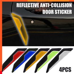 New 4pcs Car Reflective Warning Strip Stickers Auto Night Driving Satety Anti-Collision Anti-Scratch Protective Sticker Decals Decor