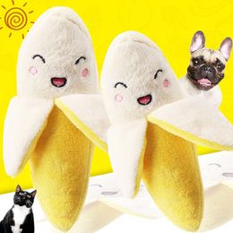 Cute Pet Dog Chew Toy Squeaky Soft Plush Sound Simulation Fruit Banana Kitten Puppies Interactive Toy Pet Supplies Accessories