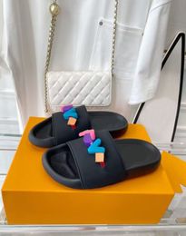 Men's Women's High Quality Thick Sole Slippers Fashion Colorful Slide Letter Jelly Beach Sandals Bathroom Outdoor Park Casual Lightweight Shoes Size 35-45