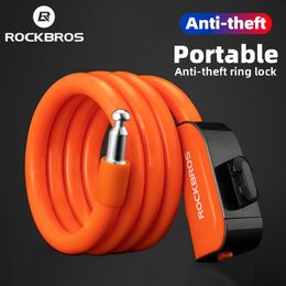 Bike Locks ROCKBROS Portable Bicycle Lock Anti theft Ring MTB Road Cycling Cable Motorcycle Vehicle Accessories 230607