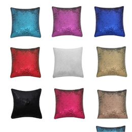 Pillow Case Reversible Sequin Pillowcover Flip 40X40Cm Short Plush Colour Changing Decor Cushion Cover Customised Vtky2108 Drop Deliv Dhsom