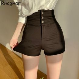 Women's Shorts Short Slim Black Summer sweet Club Style Solid Sexy Ladies High Waist Streetwear Allmatch Leisure Mujer Soft Trouser 230608