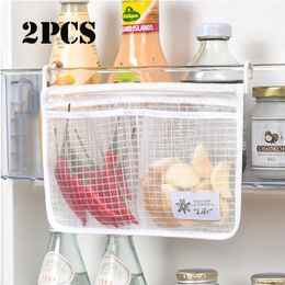 Food Savers Storage Containers 12pcs Refrigerator Mesh Bag Portable Seasoning Snacks Net Double Compartment Hanging Kitchen Accessories 230607
