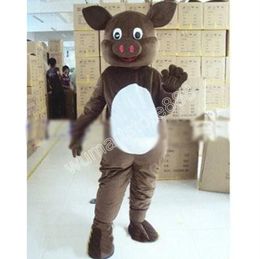 Dark brown pig Mascot Costume Carnival Unisex Adults Outfit Adults Size Xmas Birthday Party Outdoor Dress Up Costume Props