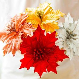 Decorative Flowers 20CM Christmas Artificial Flower Big Head Tree Ornaments Fake Poinsettia For Wedding Celebration Decor DIY