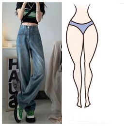 Women's Jeans Fashion Women Pant Woman High Waist Denim Pants Wide Leg Denims Clothing Blue Vintage Quality Straight A214