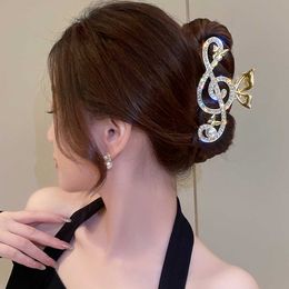 Dangle Chandelier 105cm Note Hairpin For Women Shiny Color Ponytail Hair Claw Hair Clips Ladies Pearl Rhinestone Butterfly Hair Accessories Z0608