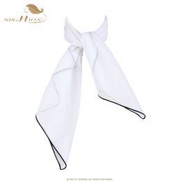 Sarongs SISHION White Women Scarf Small Square Solid Colour Collar Little Cravat Scarves 70*70cm Ladies Chiffon Handkerchief SD0017 230607