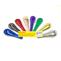 Latest Colorful Zinc Alloy Spoon Pipes Dry Herb Tobacco Removable Bowl Portable Magnet Innovative Design Handpipes Smoking Cigarette