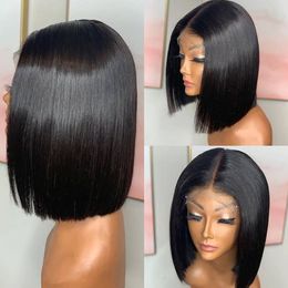 13x4 Bob Lace Front Wigs Human Hair Lace Frontal Wig Straight Lace Front Wig Pre Plucked Bleached Closure Wig