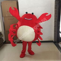 Material Red Crab Mascot Costume Cartoon Character Outfit Suit Halloween Party Outdoor Carnival Festival Fancy Dress for Men Women