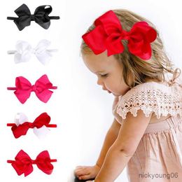 Hair Accessories 6.5'' Baby Girls Bow Headband Grosgrain Ribbon Hairband Handmade Soft Elastic for Toddler R230608