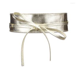 Belts Fashion Belt For Women Bowknot Faux Leather Wrap Around Style Waistband Black Cummerbund Brown Female Dress Accessories
