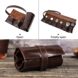 Watch Boxes Cases Watch Roll Storage Case Travel Leather Watch Organizer Jewelry Watch Protective Holder Box with Closing Strap Watch Pouch 230607