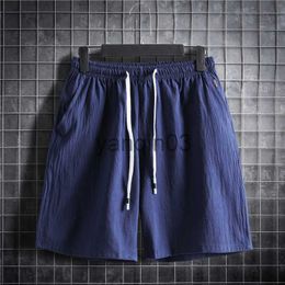 Men's Shorts M-5XL Plus Size Men's Shorts Elastic Waist with Drawstring Sportwear Plain Color Cotton Linen Casual Short Pants Summer Clothing J230608