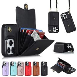 Multifunctional Diagonal Span Card Slots Wallet Phone Cases For Iphone 15 14 Pro Max 13 12 11 Pro Max XR XS 7 8 SE Samsung S21 S22 plus S23 ultra Premium Leather Back Cover