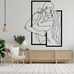 Minimalist Line Art Passionate Couple Kissing Vinyl Wall Sticker Home Living Room Bedroom Room Modern Fashion Decor Sticker Gift