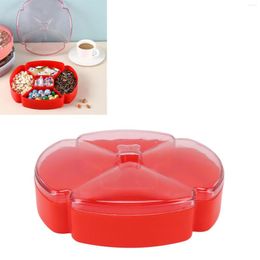 Plates Snack Serving Tray Round Plastic Fruit Nut And Candy Compartment Plate With 5 Section For Thanksgiving Chinese Year Party