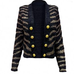 Women's Jackets 2023 Fashion Brand Jacket Leopard Rivets Long Sleeve Casual Outwear With Golden Button Designer For Women