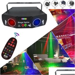 Laser Lighting 5 Eyes 3 In 1 Party Sound Activated Stages Lights Remote Control Various Patterns Lasers Light Club Ktv Bar Stage Dro Dhh9G