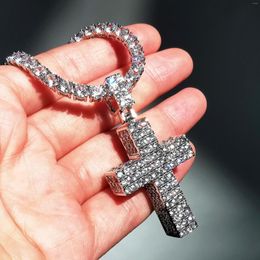 Pendant Necklaces 3D Cross For Men Women Iced Out Cubic Zirconia High Quality Hip Hop Jewellery