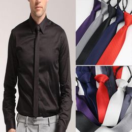 Bow Ties Zipper Tie Neck Mens Skinny 5cm Neckties Red Black Blue Solid Colour Slim Narrow Entertainment Party Necktie Accessories