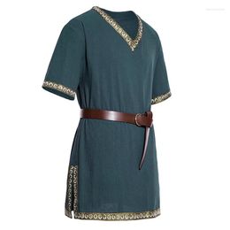 Men's Casual Shirts Mens Medieval Costume Halloween Renaissance Tunic Viking Knight Pirate Vintage Warrior LARP With Belt