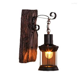 Wall Lamps Loft Decor Industrial Lamp Vintage Bedroom LED Light Fixtures Stair Lighting Wood Aplique Luz Pared Glass Wandlamp