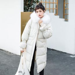Women's Trench Coats Winter Cotton Jacket Small Fresh Long Coat With Hood Big Fur Collar Women Slim Longsleeve Parka