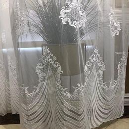 Curtain White European Luxury Embroidered Sheer Curtains Lace Edge For Living Room Bedroom Soft Tulle Drapes Home Decor Cortinas