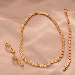 Necklace Earrings Set 24K Gold Plated For Women Men Nigerian Party Bridal Wedding Ethiopian Luxury Dubai Jewelry