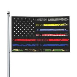 1pc Multi Line American Flag Vivid Colour Fade Proof Canvas Header And Double Stitched Double Print Flags 2x3ft 3x5ft