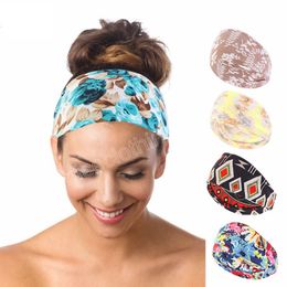 Women Print Elastic Head Wrap Hair Band Bandana Headband Elastic Hair Bands Turban Summer Floral Yoga Sweatband Hairbands