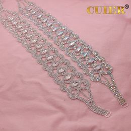 Other Fashion Accessories CUIER 16" Length Long Belt for Women Crystal Luxury Full Glass Belt Appliques Wedding dress Accessories 230607