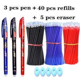 Ballpoint Pens 48 Pcs Erasable Gel Set Eraser for Writing Kawaii Stationery Washable Handle Pen Spinning School Supplies 230608