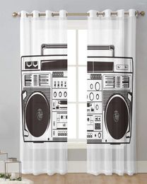 Curtain Recorders Nostalgia Music Tulle Curtains For Living Room Kitchen Window Treatments Voile