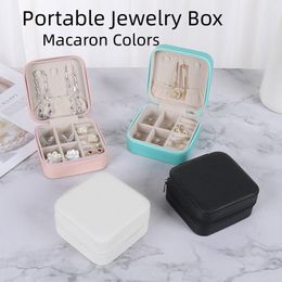 Jewelry Boxes Mini Storage Case Portable Travel Jewelry Box Small Storage Organizer Boxes Rings Earrings Necklaces Holder Display For Women Macaron Color