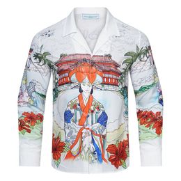 Luxury Designer Men's Dress sleeve Shirts top Quality Fashion New Casablanca Summer Casual Print Shirt Men's slim long sleeve shirt 04
