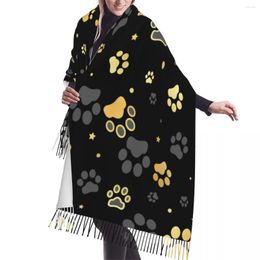 Scarves Gold Dog Print And Star Winter Scarf Shawls Wrap Women Men Warm Bufanda Tassel