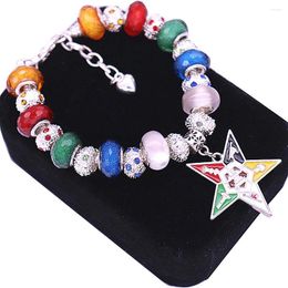 Link Bracelets Great Quality Drop Sale European Styles Beads University Women Social Order Eastern Star OES Bracelet With Extender