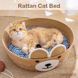 Cat Carriers Houses Cute Cat Bed Cat Litter Made Of Rattan Cat House Pet Bed Cool and Comfortable Cat Bed Washable Pad R230608