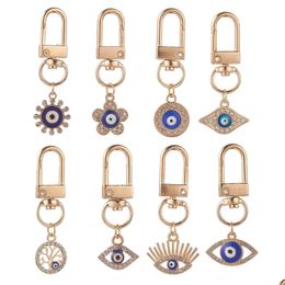 Key Rings Turkish Evil Eye Charm Keychains Lucky Painting Blue Mini Chain Keyring For Men Women Car Pendant Drop Delivery Jew Dhgarden Dhpiw