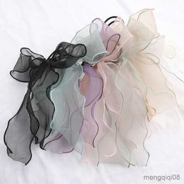 Other Sweet Bow Organza Streamers Hair Scrunchies Soft Gauze Ponytail Elastic Ties Rope Women Ribbon Bands Girls Accessories R230608