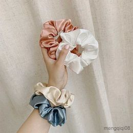 Other New Korean Coffee Women Elastic Hair Bands Solid Colour Floral Print Scrunchies Ties Ladies Ponytail Hold Accessories R230608