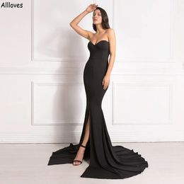 Sexy Elegant Satin Long Mermaid Bridesmaid Dresses For Wedding Sweetheart Plus Size Women Special Occasion Evening Gowns Front Split Formal Club Night Wear CL2398