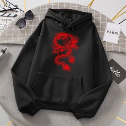 Men's Hoodies Sweatshirts Red Dragon Fashion Sweat Printing Hoody Oversize Loose Autumn Fleece Casual Clothing Men 230608