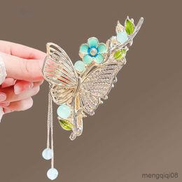 Other Retro Butterfly Flower Fringe Hair Scrunchie Ponytail Cl Clip Metal Crab Elegant Delicate Accessories Female R230608